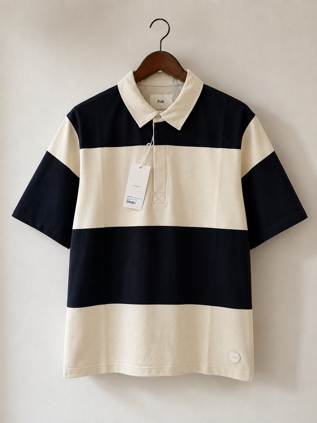 Folk Ecru & Black Colour Block Polo Shirt - front