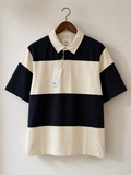 Folk Ecru & Black Colour Block Polo Shirt - front