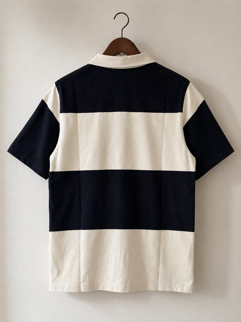 Folk Ecru & Black Colour Block Polo Shirt - back