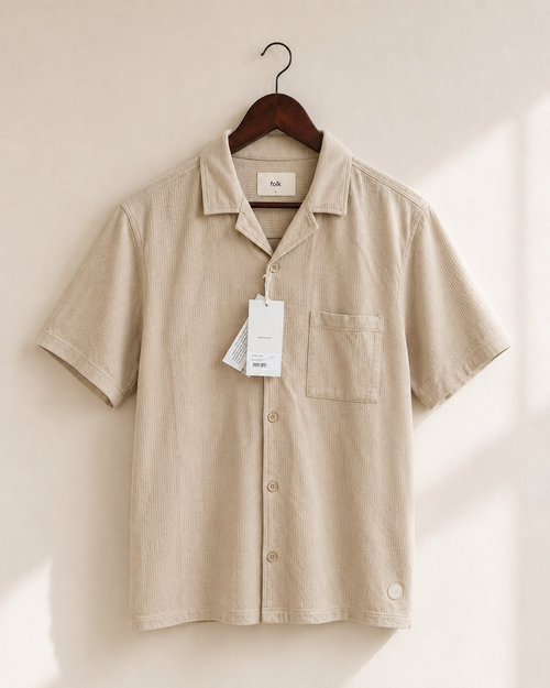 Folk Beige Logo Textured Shirt - back