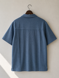Folk Blue Textured Short Sleeve Shirt - front