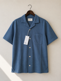 Folk Blue Textured Short Sleeve Shirt - back